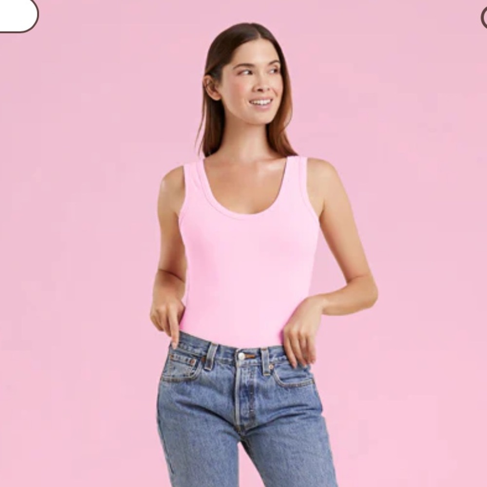 Nuuds tank bodysuit in bubblegum pink